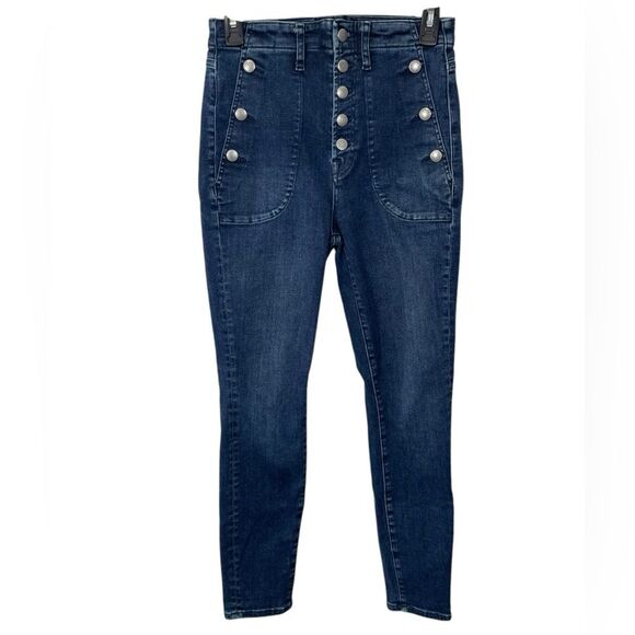 7 For All Mankind Portia High Rise Skinny Jeans Size 28 Button Fly Stretch Denim - Picture 3 of 13